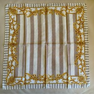 Fendi Greyge Stripe Handkerchief Hanky Bandana Scarf